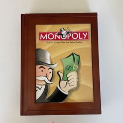 Monopoly Vintage Game Collection in Bookshelf Wooden Book Box Parker Bros
