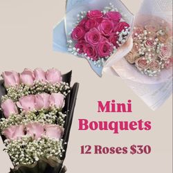 12 Rose Mini Bouquets