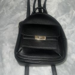 Black Leather Mini Backpack