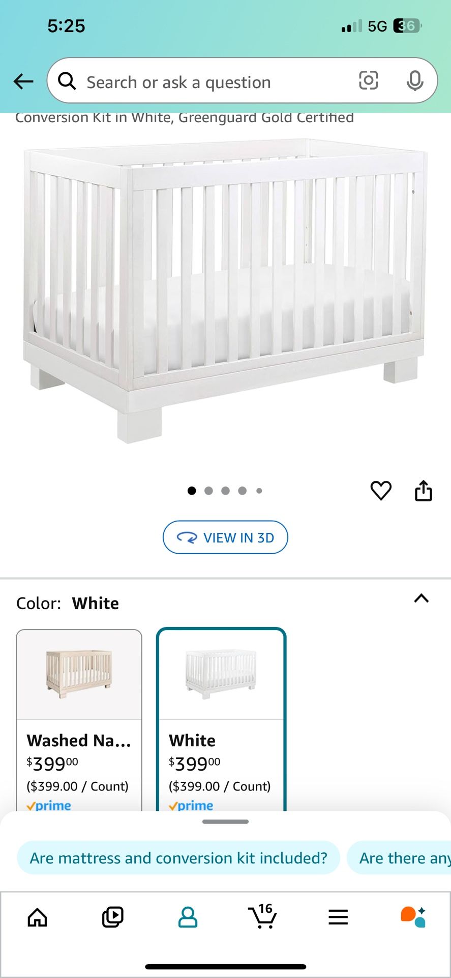 White Crib With Mattress