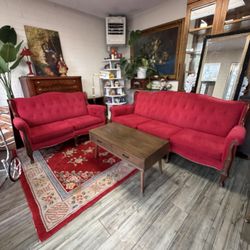 Vintage Velvet, Red Sofa Set