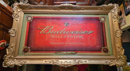 Budweiser Millennium Framed Sign Vintage Lights Up & Works!! Circa 1999 (58"L x 34"W x 8"D)