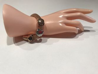 New Rose/White Gold Tone Mash Bracelet by Sofi Bijour
