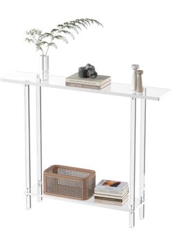 CRTERICX Acrylic Narrow Console Table - Clear, 7.6" D X 39.4" W X 31.5" H