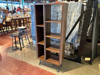 Brown Industrial Style Staggered Open Back Bookshelf