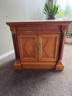 2  Wooden Cabinet End Table made by Stanley with Brass Hardware