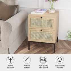 Brand new Rattan Nightstand with Drawers, End Table, Bedside Table