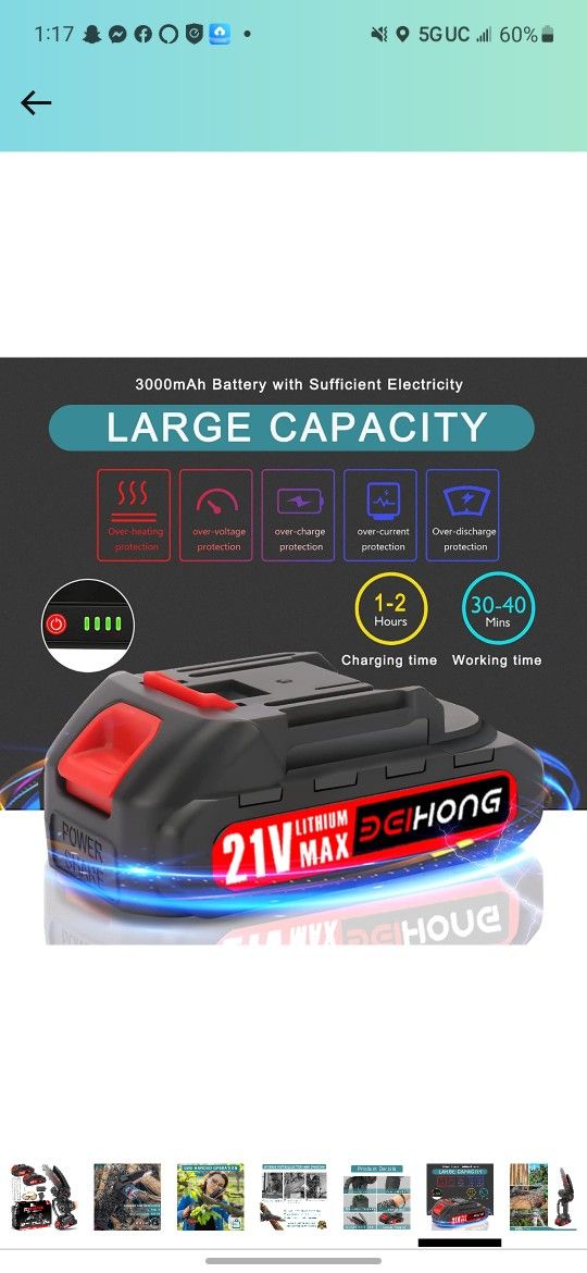 Mini Chainsaw 6-Inch with 2 Batteries, Cordless Power Chain Saws with Security Lock, Handheld Small Chainsaw For Wood Cutting Tree Trimming