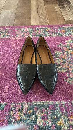 Nine West Black Croc-Embossed Pointed Flats