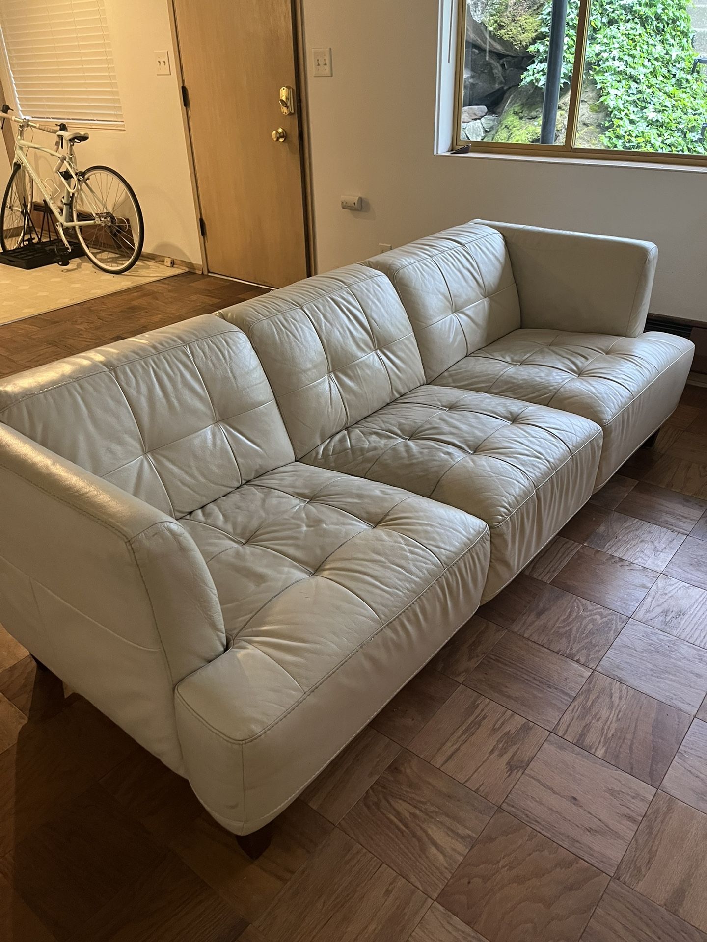 Beige Leather Couch