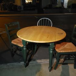 Solid Wood Table And 3 Chairs