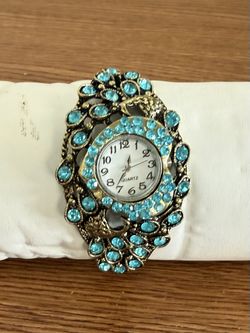 Blue/Green Rhinetone Peacock Watch Bracelet