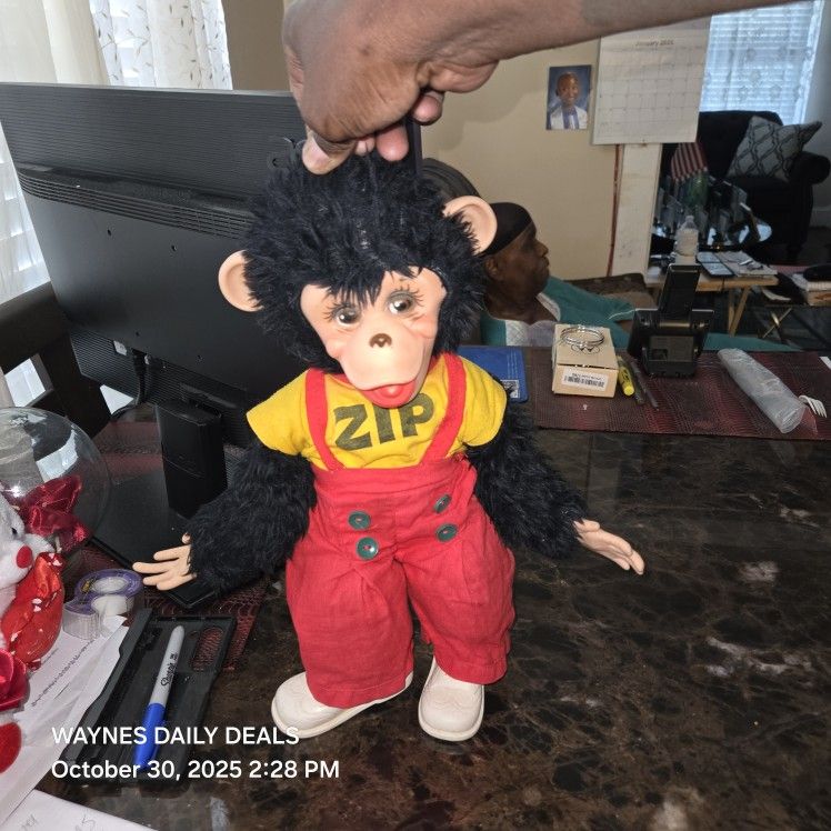 Vintage Rushton Zippy the Monkey Plush Doll – 1950s/60s Original