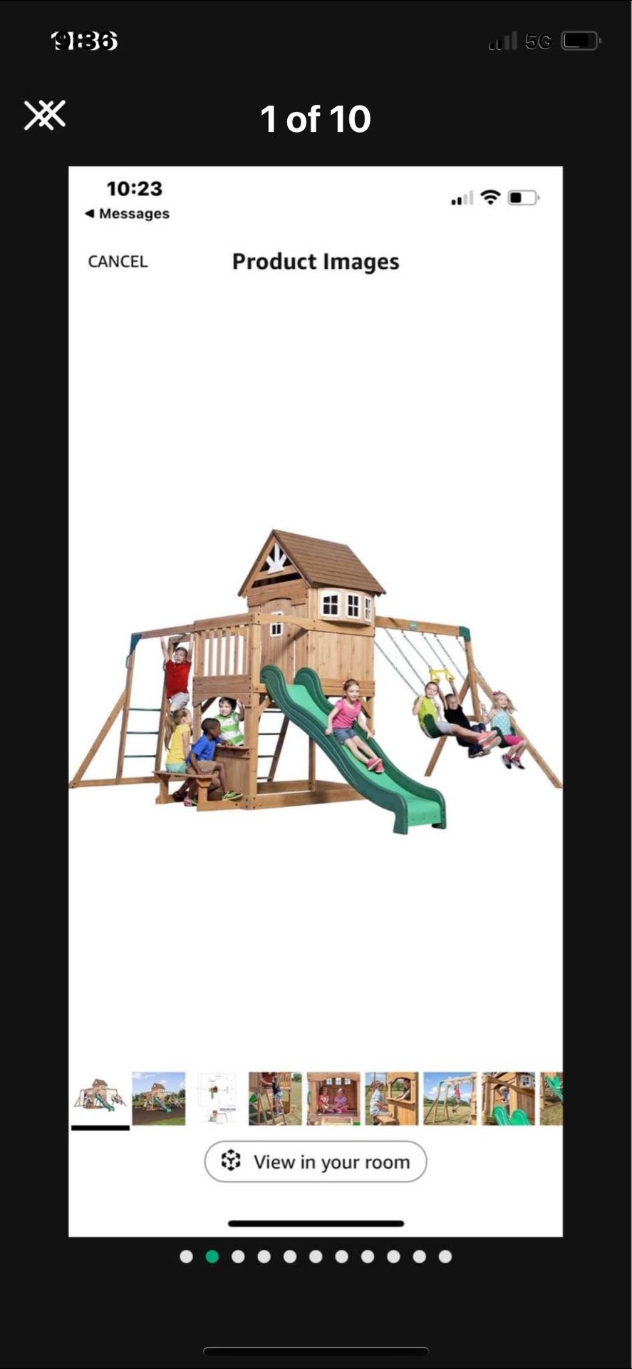 Backyard Discovery Montpelier Cedar Wood Swing Set with Wave Slide,Clubhouse, Monkey Bars, Picnic Area, Snack Bar, Belt Swings, Trapeze, Balcony, Play