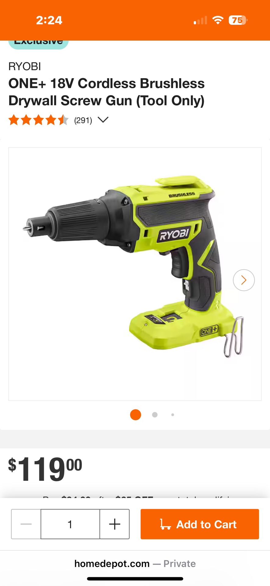 Ryobi sheet rock screw gun