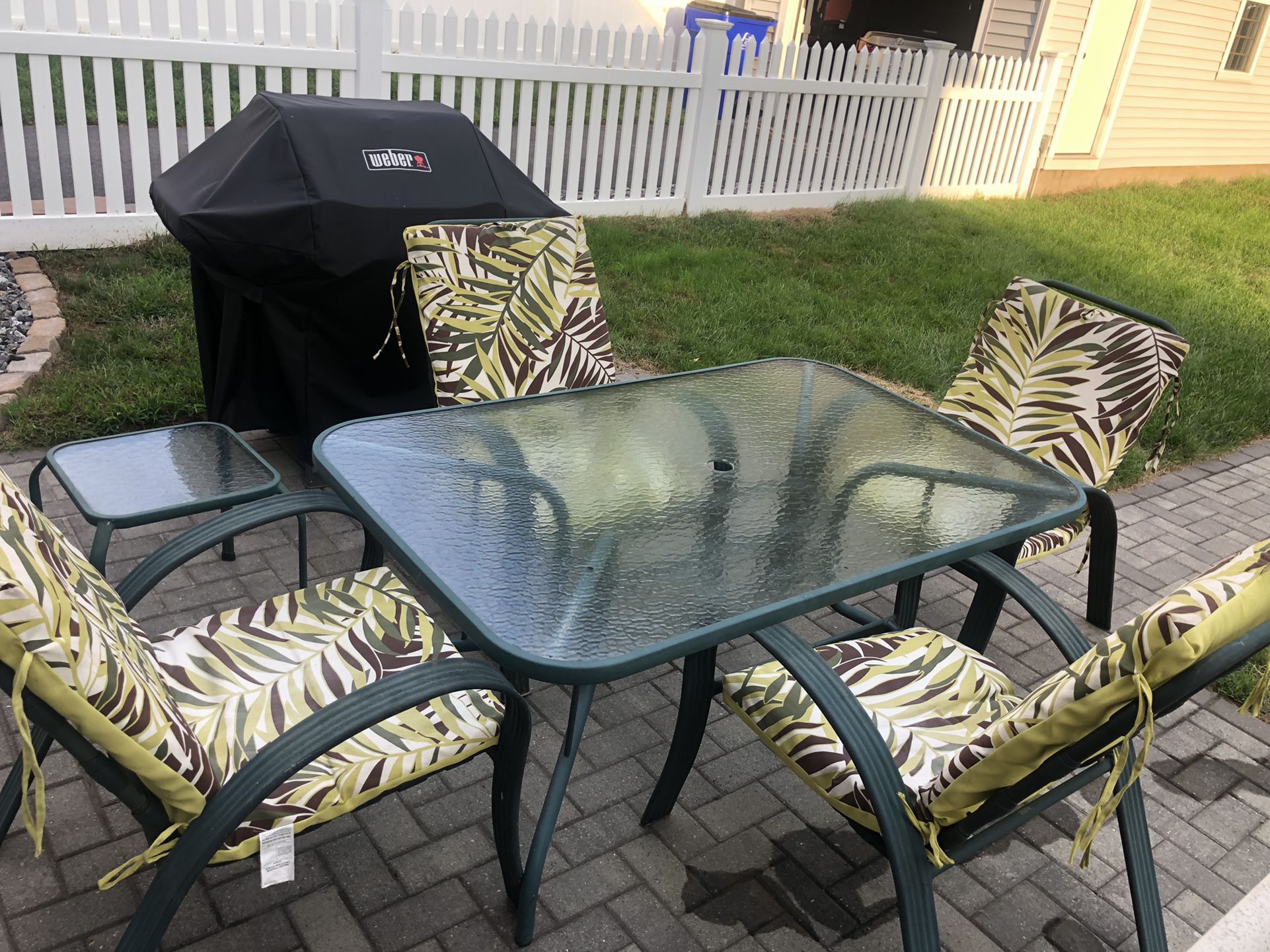 Patio Set - Table, 4 Chairs, And Side Table