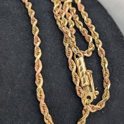 C4
✨💎 Beautiful 14k Solid Two Tone Yellow & Rose Gold Diamond Cut Rope Chain Necklace 👌✨