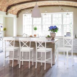 Set Of 4 Solid Wood Barstools