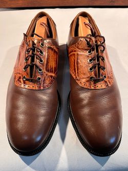 Footjoy DryJoy Tour Icons Crodocile Print Men's 11 Brown Golf Shoes