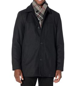 $60 Small Black Dockers mens Weston Wool Blend Coat With Scarf