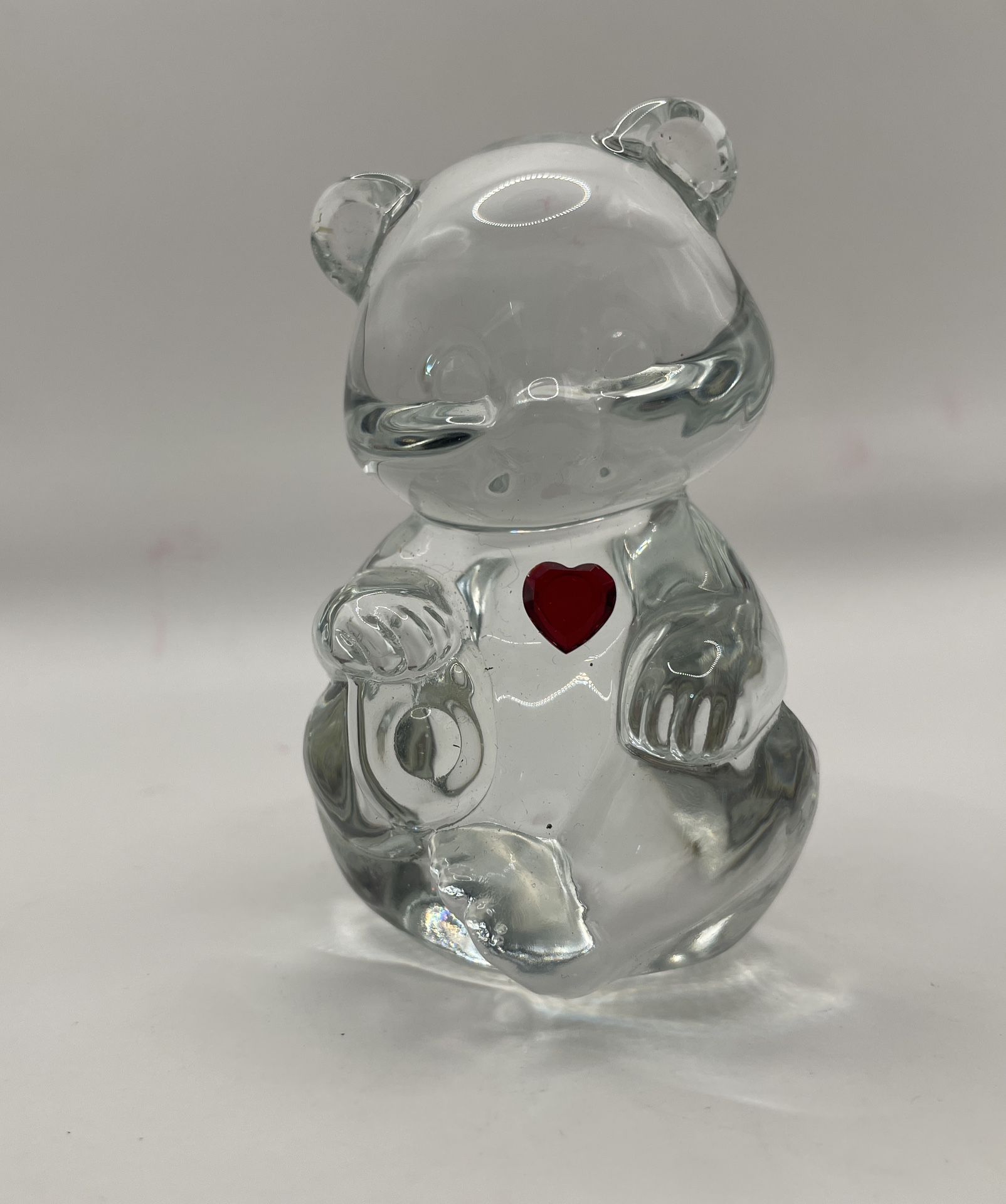 Fenton Vintage Art Glass July Birthday Bear Figurine Ruby Red Heart Birthstone