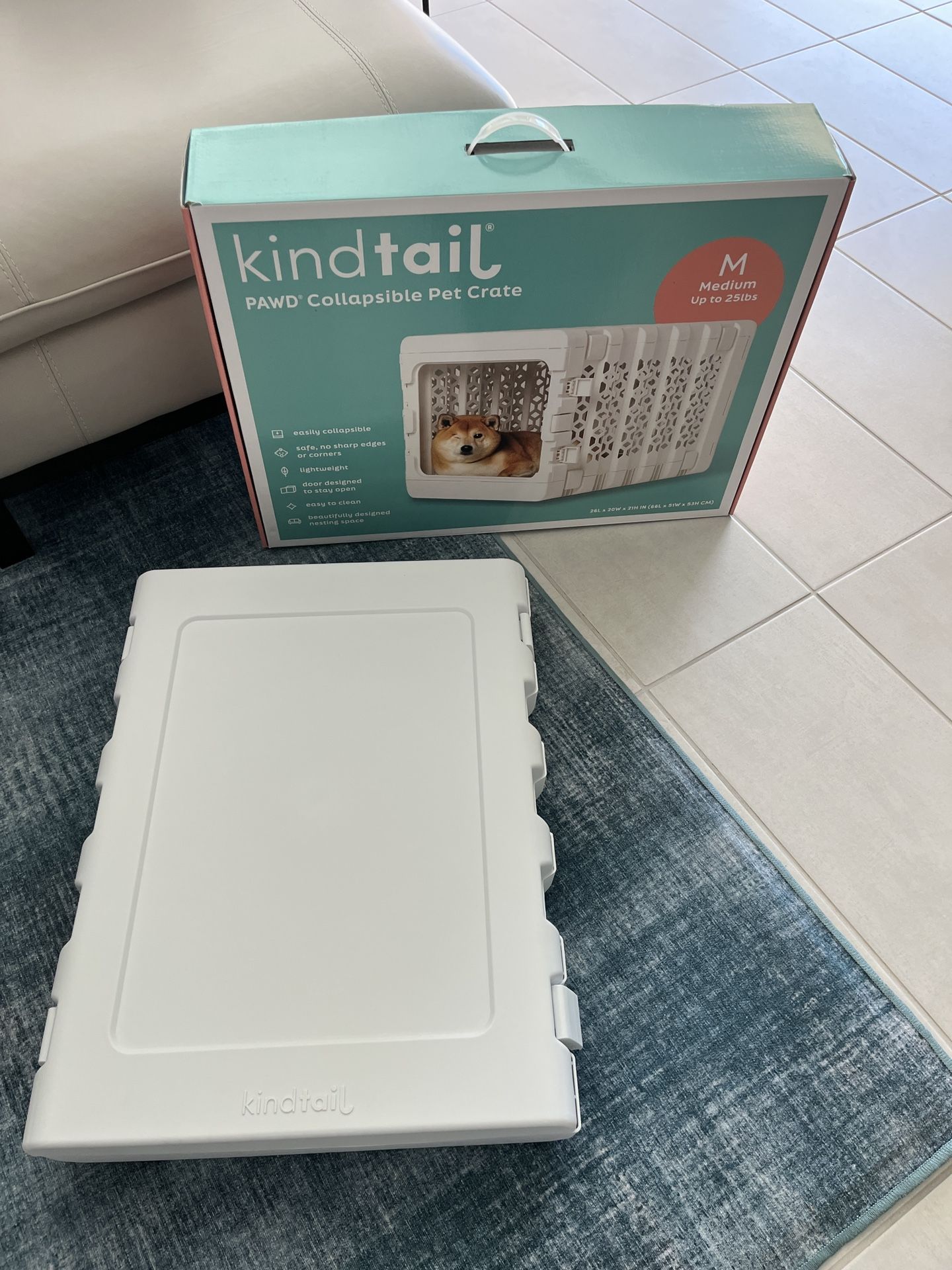 KindTail Medium dog crate w/ divider for tiny (new) puppy