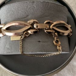 Gold Double Clasp,fancy Link Bracelet,by Monet