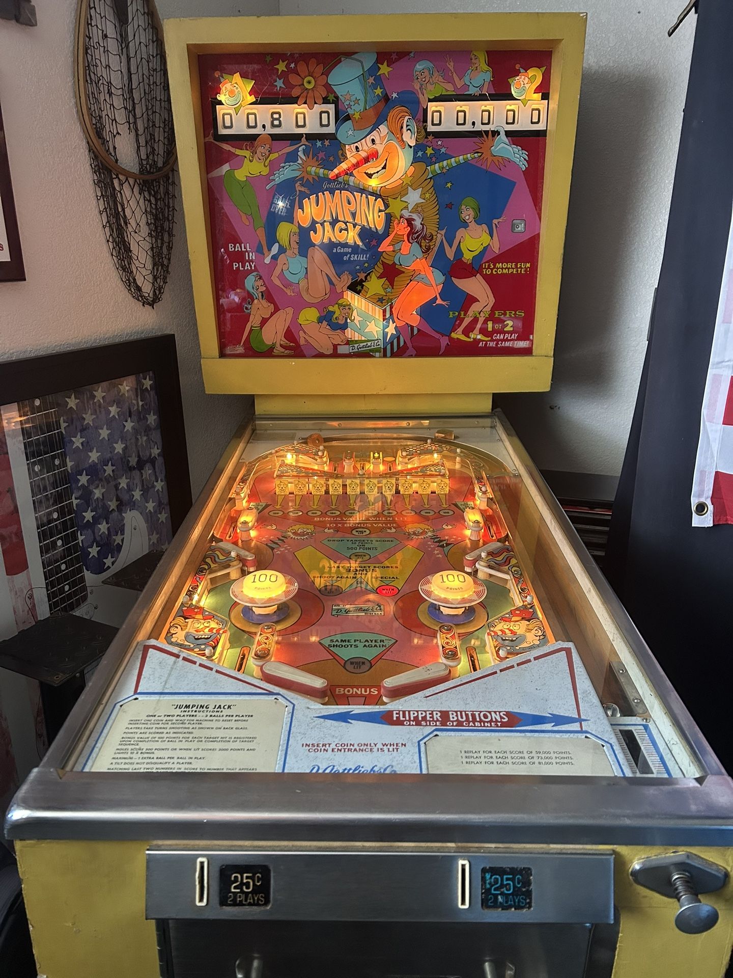 1973 Gottlieb Jumping Jack Pinball Machine