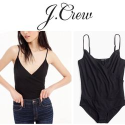 J. Crew Drapey Wrap-Front Cami Bodysuit Black Size M