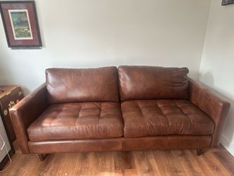 Brown leather couch