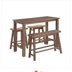 47.25 In Sonoma Pub Table with 1 Bench, 2 stools, Driftwood Grey 