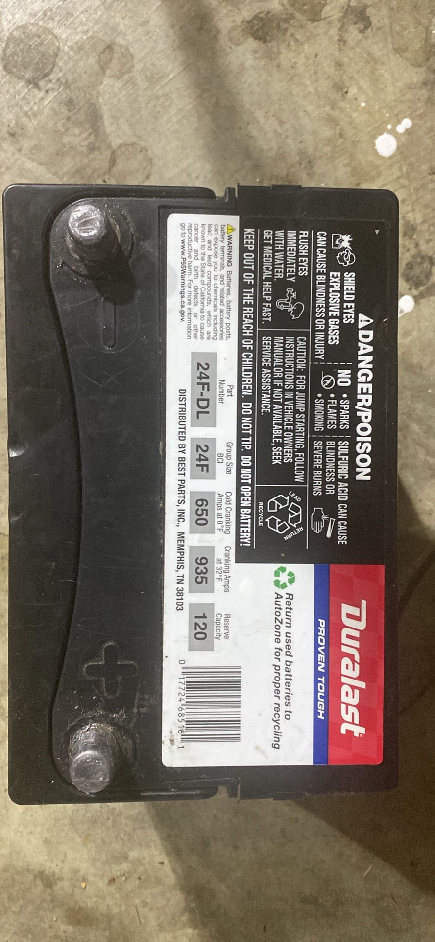 Duralast Car battery