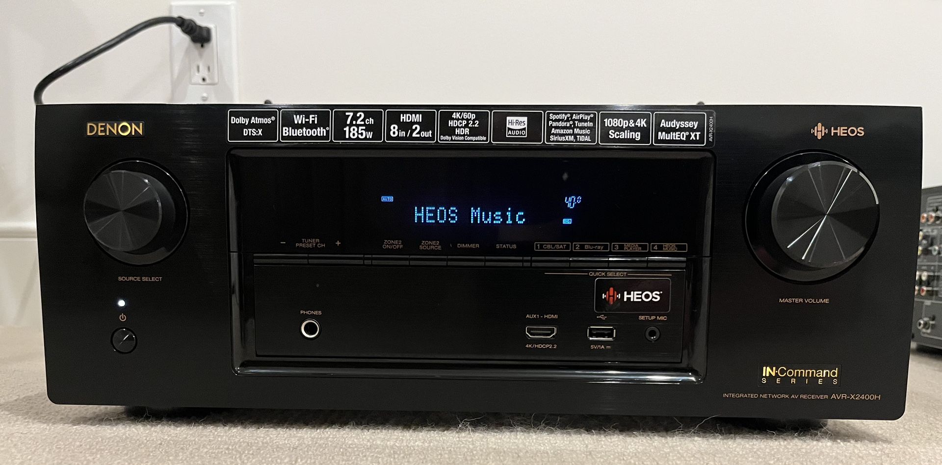 Denon AVR-X2400H, 4k HDR & Atmos / HEOS / AirPlay / WiFi & Bluetooth / 7x95Watts