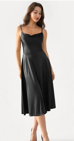Popilush LARGE Shapewear Strappy Cowl Neck Fit & Flare Midi Dress
