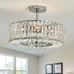4 Light Crystal Ceiling Chandelier Semi Flush Mount Fixture Living Dining Room