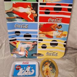 3 Vintage Coca Cola Advertising Tray Lot