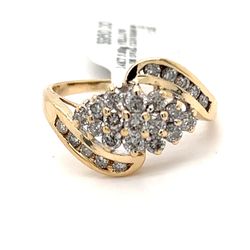 14k Gold Diamond Cluster Ring Marquise Shape 3.8grams Size 8 1/2  149135 1
