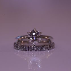 1.0 ct GIA Certified Natural Diamond Wedding Band And Engagement Ring Set