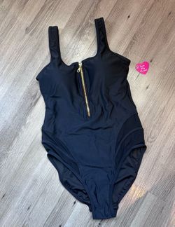 Women’s Black Mesh Zipper Swimsuit! (Size 14)