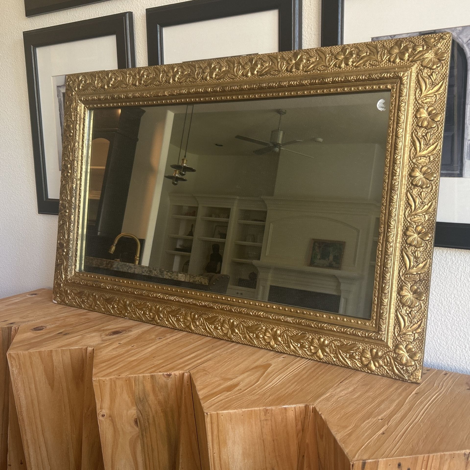 Vintage Ornate Gold Mirror 36 X22 1/4