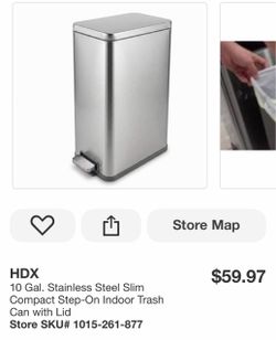HDX 10 Gal. Stainless Steel Slim Compact Step-On Indoor Trash Can with Lid