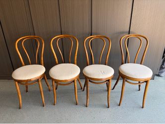 Set of 4 Vintage Radomsko wood kitchen dining chairs bentwood thonet