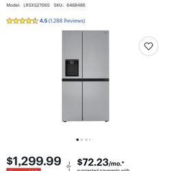 LG 27.2cu Side by Side Refrigerator with SpacePlus Ice - Stainless Steel