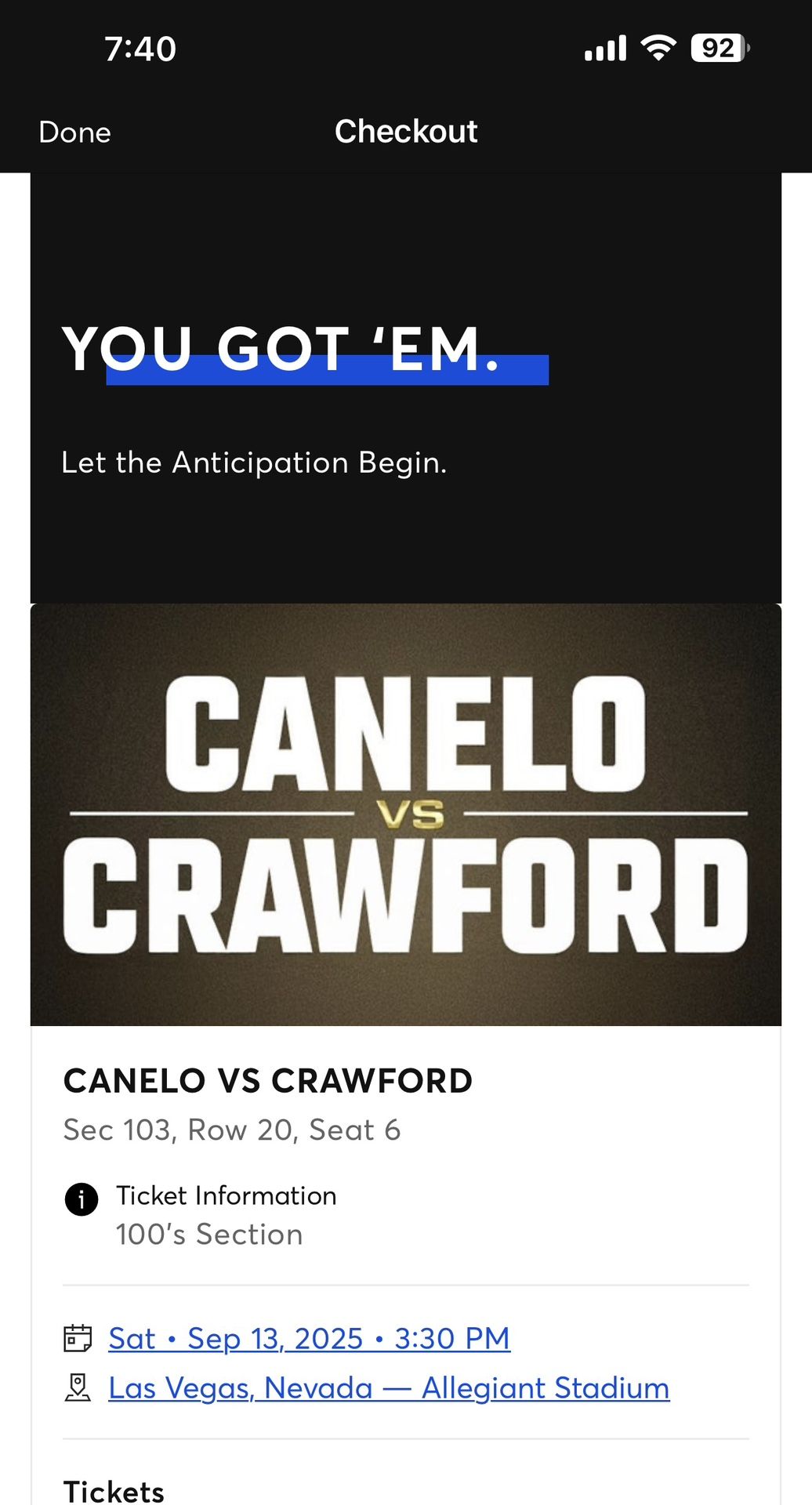 Canelo Vs Crawford Ticket