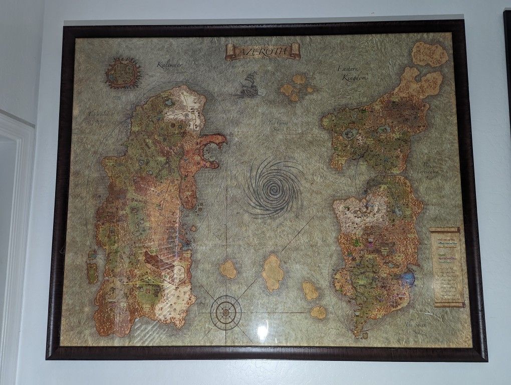 World Of Warcraft Map Framed. 57inx47in.