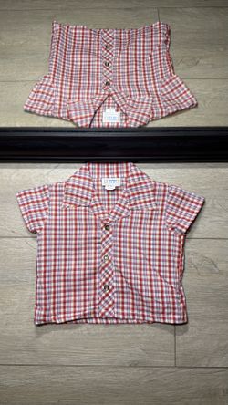 New Vintage 1980s Kids / Toddlers Cotton Candy Checkered Button Up Shirt
