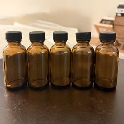 5 x Amber Glass Mini Bottles
