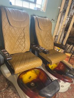 Pedicure Spa Massage Chairs with Foot Basins – Set of 2
