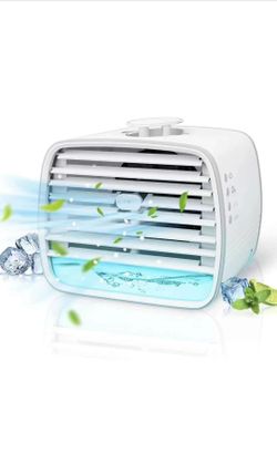 Portable Air Conditioner, [4 in 1] Mini Personal Space Evaporative Air Cooler Fan, Humidifier and Purifier, 3 Speeds 7 Colors, USB Recharged Air Condi