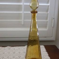 Vintage Amber Gold Glass Decanter